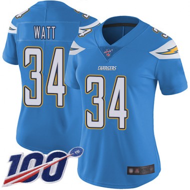 Los Angeles Chargers NFL Football Derek Watt Electric Blue Jersey Women Limited #34 Alternate 100th Season Vapor Untouchable->women nfl jersey->Women Jersey